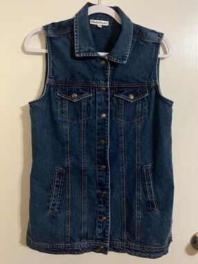 NorthStyle Classic Denim long Vest Blue Size Medium